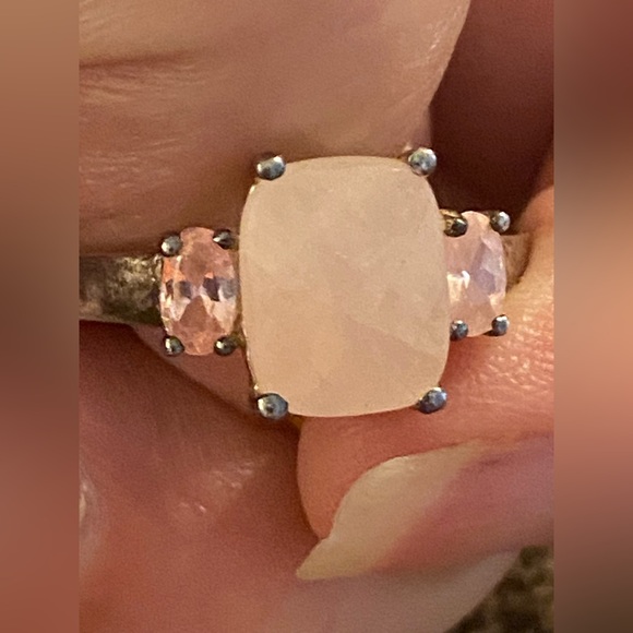 Avon Jewelry - VTG 925 10 NV Sterling Silver Avon Rose Quartz And Pink CZ size 10